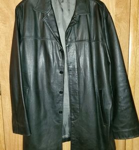 Banana Republic 100% Leather unisex, Black Trench